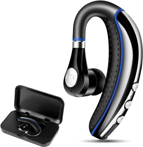 Bluetooth Headset V5.0 Wireless Bluetooth Earpiece with Noise Canceling Mic for Cell Phone Ultralight Business Earphone for Driving/Trucker/Office Earbus for Android/iPhone/Smartphone-Blue by LSAPT