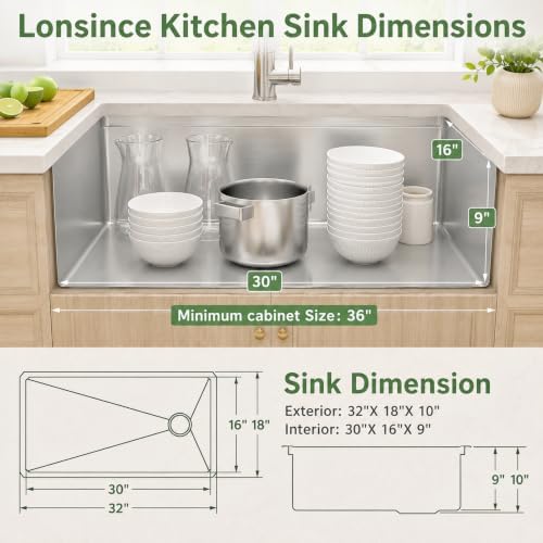 32" X 18" Undermount Kitchen Sink Offset Drain with Workstation - Image 5