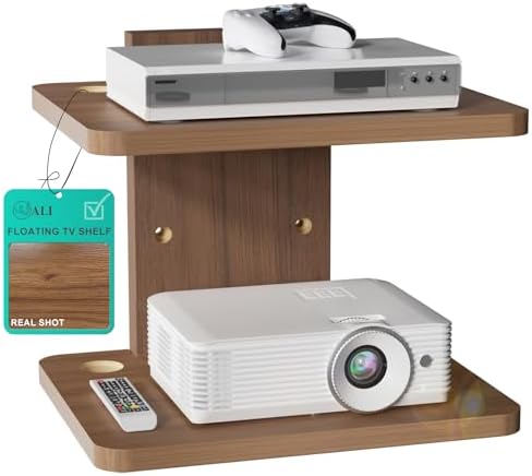 WALI 2 Tier Floating TV Wall Shelf for Projector, DVD Player by WALI