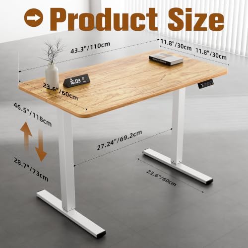 ERGOMAKER 43"x24" Standing Desk, Height Adjustable Sit-Stand Home Office - Image 3