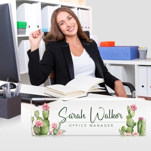 Custom Name Plate for Desk - Desk Name Plate Personalized - Acrylic Office Desk Accessories - Appreciation Gifts for Coworkers Employee Teacher Staff Boss - Office Decor for Women Men (Cactus) - Image 3