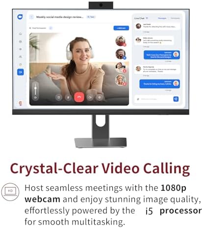 24" Full HD All-in-One Desktop Computer, i5 CPU , 8GB RAM, 256GB SSD, 1920x1080 Display, Privacy Protection Webcam, WiFi 6 + BT 5.3, Win11 Home, Black (i5 CPU+256GB+8GB RAM) - Image 3