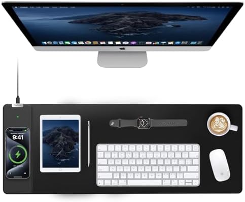 TopMade Wireless Charging Mouse Pad, 31.5"x11.81" XXL Large Desk Mat, Black by TopmadeProduct-Ordernow