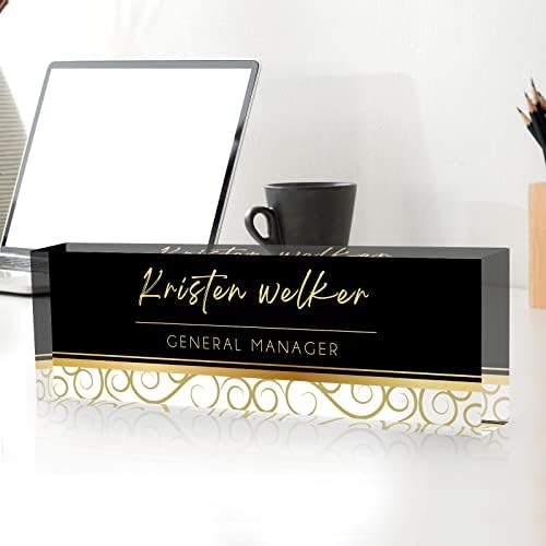 Custom Name Plate for Desk, Desk Name Plate Personalized, Office Decor for Women Men, Acrylic Desktop Accessories, Office Gifts for Coworkers Boss Teacher, Employee Appreciation Gifts (Black/Gold) - Image 4