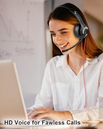 JIAMQISHI Single‑Ear USB Headset with Mic for PC,On-Ear Computer Laptop Headphones with Noise Cancelling Microphone in-line Control for Home Office Online Class (USB+3.5mm Single Ear Headset, Black) - Image 6