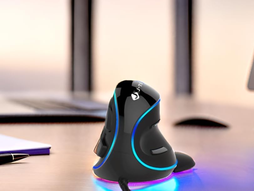J-Tech Digital Wired Ergonomic Vertical USB Mouse with Adjustable Sensitivity (600/1000/1600 DPI), Scroll Endurance, Removable Palm Rest & Thumb Buttons [V628] - Image 6