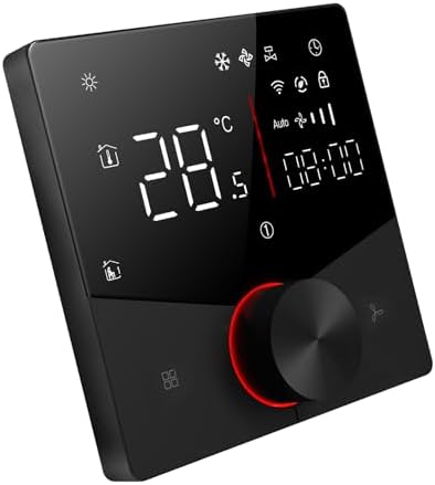 WALFRONT Smart Thermostat WiFi Enabled Digital Thermostat Programmable with LED Panel RS485 Interface 2 Color LED Knob 12.4mm Slim Design for Central Air Conditioning Cooling (Black) - Image 4