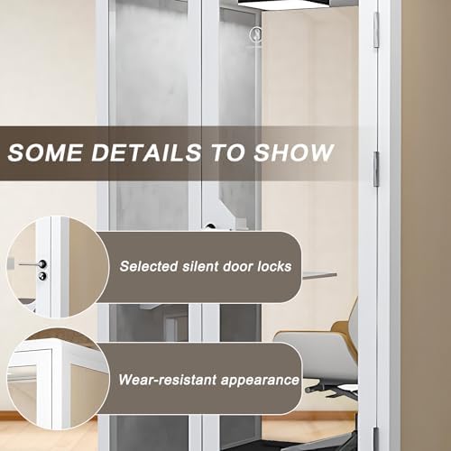 Office Pod Booth with Audio Privacy - Removable Sound Booth Includes White with Wood Grain Side Trim,Soundproof Room with Light,Fans, Socket for Singing Room,Telephone Booth (51.18IN) - Image 7