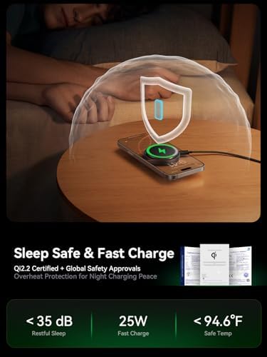THREEKEY Qi2.2 25W Magnetic Wireless Charger, for iPhone 18-12 and AirPods - Image 5