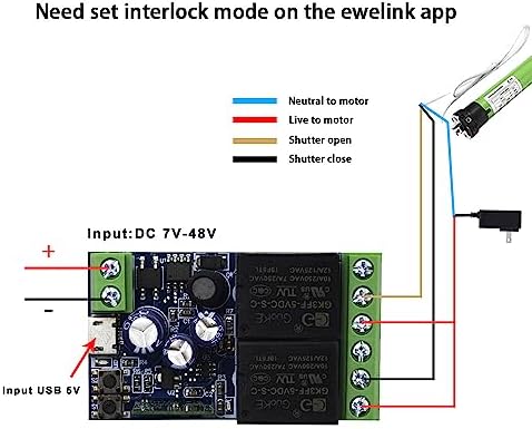 Ewelink WiFi Wireless Smart Relay Module USB DC 5v/12v/24v/48v 2 Channel Switch for Garage Door, Rolling Shutter Door, Electric Curtain - Image 5