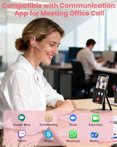 New Bee Bluetooth Headset V5.1 72H Talk Time Dual Mic with Mute Button for Business, Wireless Hand-Free Bluetooth Earpiece with 500mAh Charging Case for Cell Phone Calls Trucker Driver Laptop - Image 3