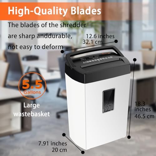 Bonsaii 12-Sheet Cross Cut Shredder, P-4 High Security, 5.5 Gal, Heavy Duty for Home Office, Shreds Paper, Credit Card, Mail, Staples, with Transparent Window, White & Black - Image 3