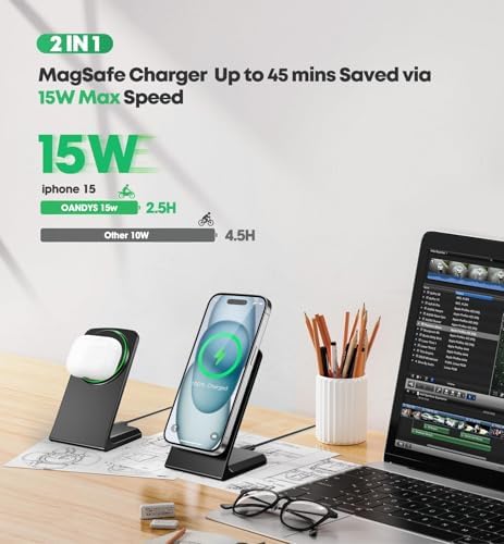TXXTOL Magnetic Wireless Charger iPhone Stand 15W Fast Mag-Safe Charger for iPhone 16/15/14/13/12 Series Apple Magnet Wireless Charging Station - Image 2