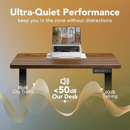 HUANUO 71x30 Inch Electric Standing Desk, Height Adjustable, Black Walnut - Image 6