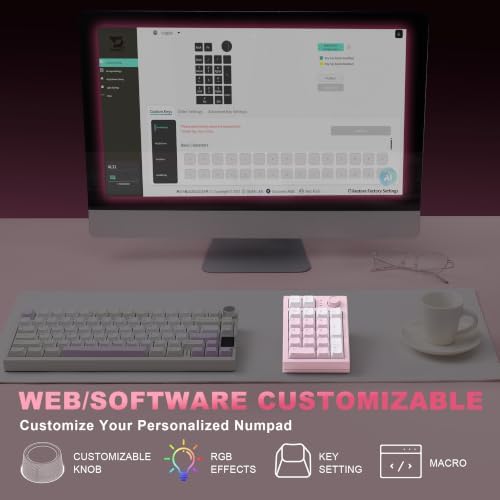 YUNZII AL21 Aluminum Wireless Number Pad (Pink, Cocoa Cream V2 Switch) - Image 4