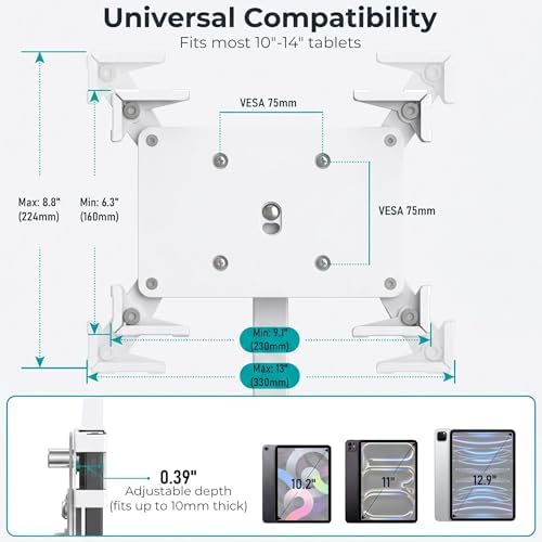 Anti-Theft iPad Kiosk Stand, Adjustable Tablet Floor Stand for POS Checkout - Image 3