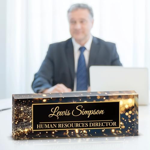 Desk Name Plate Personalized, Desk Double sided pattern Name Plate Personalized Office Desk Decor for Women and Men, Teacher Nurse Boss Employee Appreciation Gifts (starry sky, Customized) by Unknown