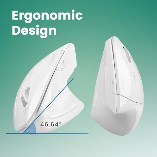 Perixx PERIMICE-813W Bluetooth Vertical Mouse - Wireless 3-in-1 Multi-Device Spec - Travelling Carry Bag - Ergonomic Right-Handed Design - White - Image 5