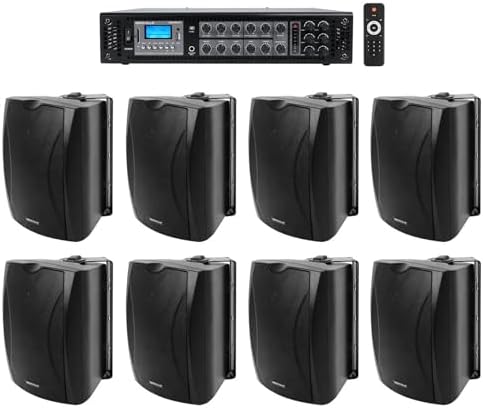 Rockville RCS180-6 6 Zone 70V Commercial Amp Bundle with 8 WET-6B Speakers by Rockville
