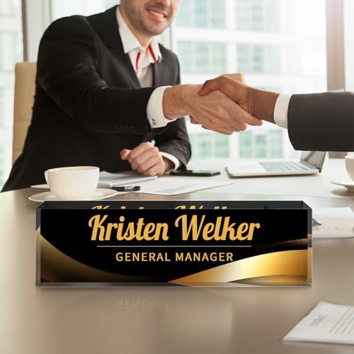 Custom Office Name Plate for Desk - Desk Name Plate Personalized Gifts for Coworkers, Boss, Employees, Teacher, Nurse - Office Desk Decor for Women Men - Employee Appreciation Gifts (Black Gold) - Image 3