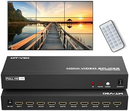 MT-VIKI Video Wall Controller 3x3, HDMI Video Wall Support UHD 4K Input & 1080P Output for 9 TV Splicing Display, 9 Channel Video Wall Processor by MT-VIKI