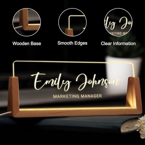 Custom Name Plate for Desk - Acrylic LED Office Name Sign for Women Men - Image 4