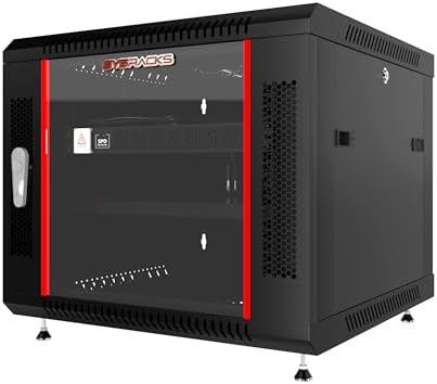 9U Wall Mount Server Rack Cabinet 24” Deep, 19” Network & AV Enclosure for Home Lab with Fan, PDU, 1 Shelf, Locking Glass Door by SYSRACKS