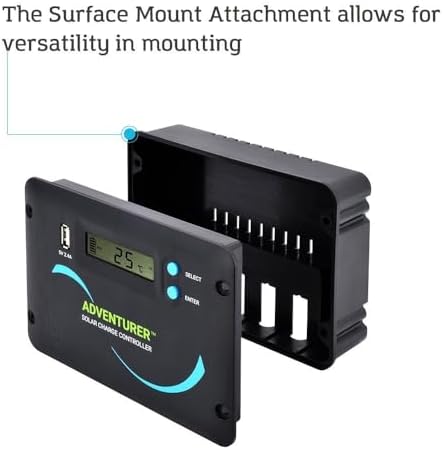 Renogy 30A 12V/24V PWM Solar Charge Controller with LCD Display Flush Mount Design Negative Ground, Compatible with Sealed, Gel, Flooded and Lithium Batteries, Adventurer 30A,black - Image 3