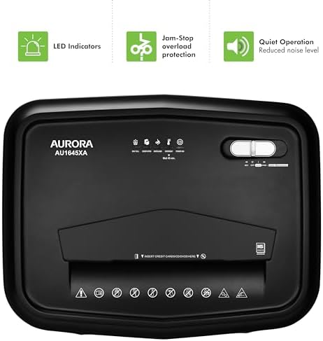 Aurora AU1645XA 16-Sheet Cross-Cut Paper and CD/Credit Card Shredder/5-Gallon Pullout Basket/ 30 Minutes Run Time - Image 5