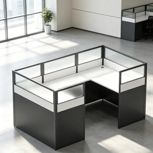 Nykto Office CubicleDesk with Mute Privacy Panels (B1 Person, Black) by Nykto