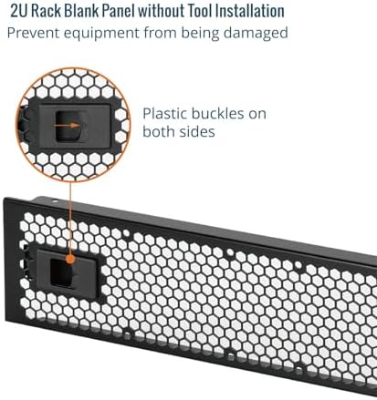 Tecmojo 2 Pack 2U Rack Perforated Blank Panel, Cold Rolled Steel Rack Panel, Rack Mount Plate for 19 in Server Rack Enclosure or Network Cabinet, Snap-in Type Mounting, Black - Image 5