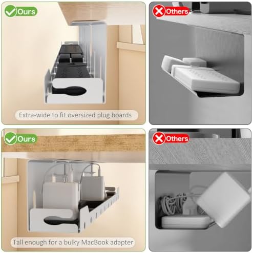 KEEGH Under Desk Cable Management Tray 32 in, Metal Cable Holder, White - Image 3