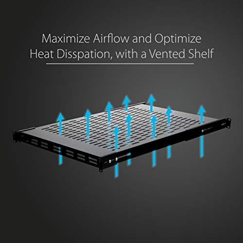 StarTech 1U Adjustable Vented Rack Shelf, 19in, 175lb, TAA (ADJSHELF) - Image 3