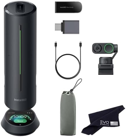 Insta360 WaveLink Bundle- Professional Speakerphone with AI Recording Suite,Voice Recorder, 8 Noise-Canceling Mics w/Beamforming, AI Transcript, 99 Languages, 32GB, Meetings(Wave+Link 2) by Unknown
