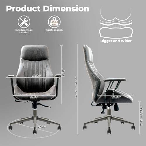 ovios Ergonomic Office Chair, High-Back Faux Suede Computer Executive Chair - Image 2