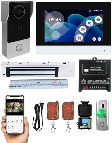 Video Intercom Access Control System, 7" Touch Monitor, 600lb Magnetic Lock by YUANWIN