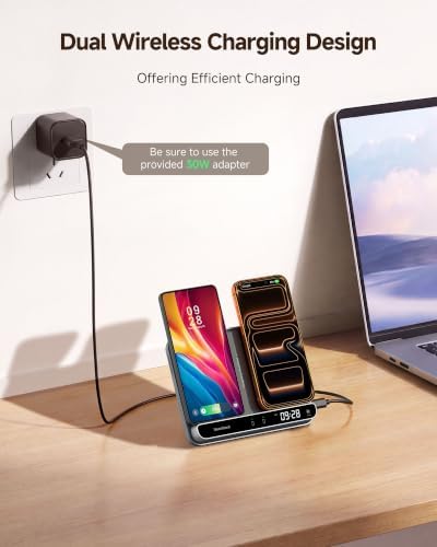 Dual Phone Foldable Wireless Charging Station for iPhone, Galaxy, Pixel - Image 2