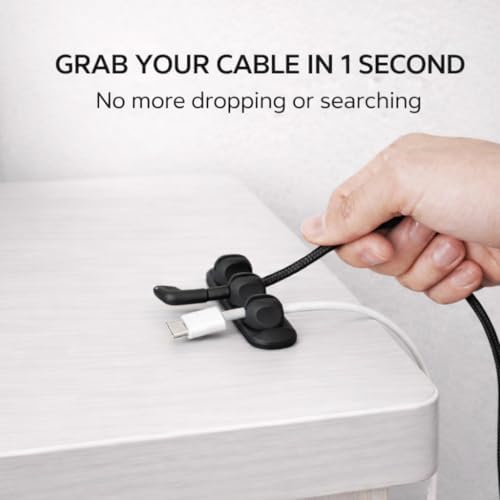 Magnetic Cable Organizer for Desk & Nightstand 3 Clip Cord Holder with One-Hand Access 3M Adhesive Cable Clips, N52 Magnetic Cord Holder for Phone, USB-C & Laptop Cables - Image 2