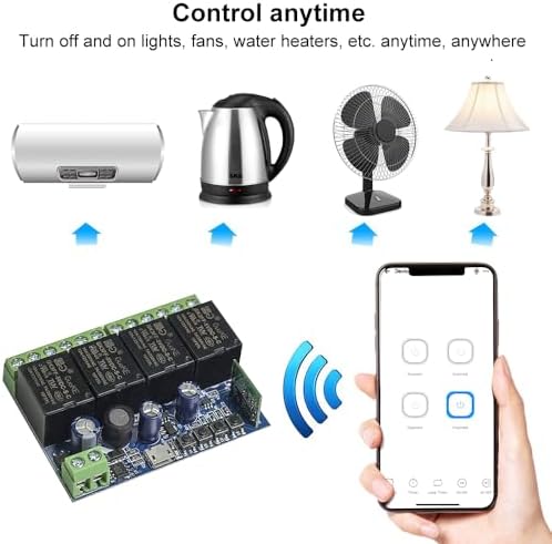 Ewelink WiFi Wireless Smart Relay Module USB 5v 4 Channel Inching Self-Lock Latched Dry Contact Remote Switch for Access Control, Garage Door,Home Automation, Compatible with Alexa Google Home - Image 4