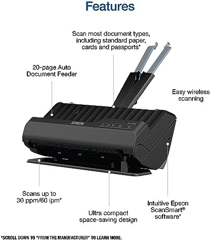 Epson Workforce ES-C320W Wireless Compact Document Scanner Duplex 20-pg ADF - Image 4