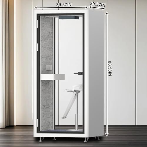 Office Pod Booth with Audio Privacy - Portable Soundproof Booth with White Modern Style,Phone Pod with Light,Ventilation,Socket for Study,Singing Room,Telephone Booth(39.37IN) - Image 2