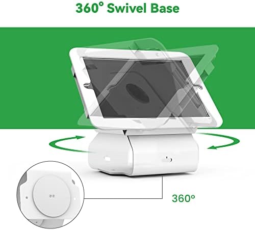 Kiosk POS Tablet Stand Compatible with 10.2 inch iPad 7 8 9 Generation, Business Desktop Retail Tablet Stand with 360° Swivel Base, Metal, White, PSC101WT - Image 4