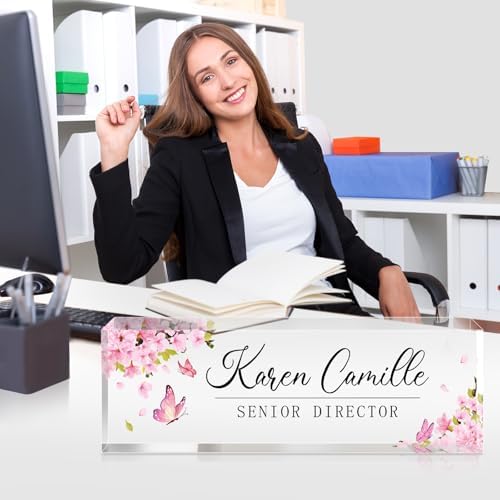 Custom Office Name Plate for Desk - Name Plate Personalized Gifts for Coworkers, Boss, Teacher, Social Worker - Acrylic Office Desk Decor for Women Men - Employee Appreciation Gifts (pink) - Image 5