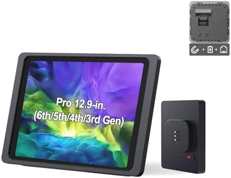 Magnetic Wall Mount with Charging Case A10 for iPad Pro (6th / 5th / 4th / 3rd Generation) 12.9-Inch. PoE and DC up to 18W Quick Charge, Strong Magnets, 360 Rotation by EMONITA