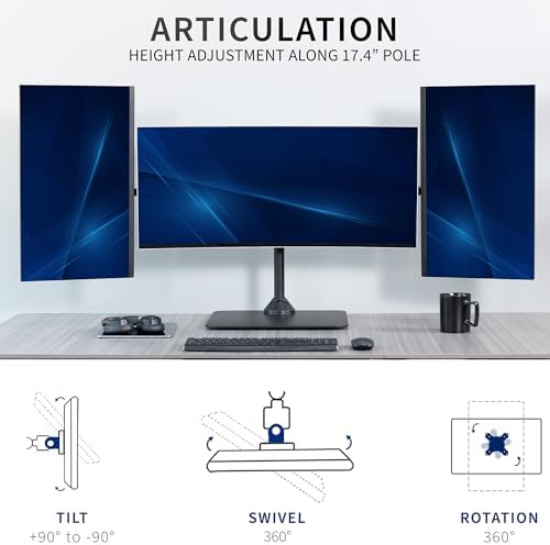 VIVO Black Triple Monitor Desk Stand, Up to 38 in Ultrawides, STAND-TS03F - Image 5