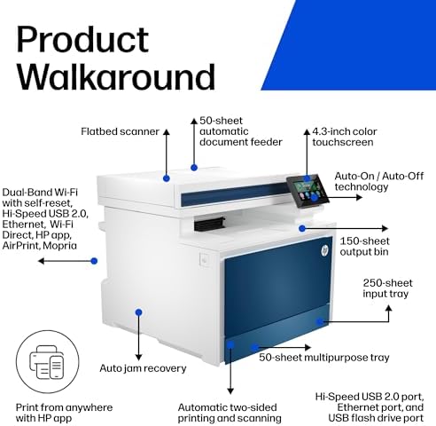 HP Color LaserJet Pro MFP 4301fdw Wireless All-in-One Color Laser Printer, Scanner, Copier, Fax, Best-for-Office - Image 3