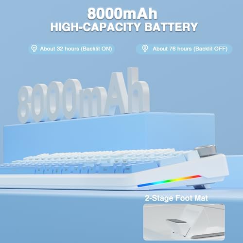 AULA F108 PRO - Wireless Mechanical Keyboard with Screen&Knob,Hot Swappable Gaming Keyboard with 8000mAh Battery,Pre-lubed Switches,RGB Backlit,PBT Keycaps Creamy Sounding Computer Keyboards,104 Keys - Image 6