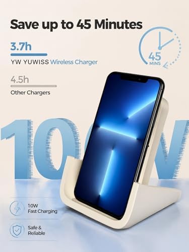 Wireless Charger YUWISS Wireless Charging Stand Cordless Charger 10/7.5/5W Compatible with iPhone 14 13 12/12 /11Pro Max/XR/XS Max/XS/X/8/8Plus Galaxy S22/S21/S9/S9+/S8/S8+ Note - Image 2