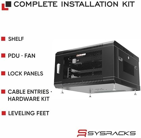 6U Wall Mount Server Rack Cabinet, 19” Enclosed Network & IT Rack, 24” Deep, Locking Mesh Door - Image 4