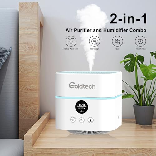 Air Purifier and Humidifier Combo for Bedroom Up to 200Ft²,H13 True HEPA Filter Desk Air Purifiers with Smart WiFi,500ML Water Tank,LED Light,Small Air Purifier for Bedroom,Office - Image 3